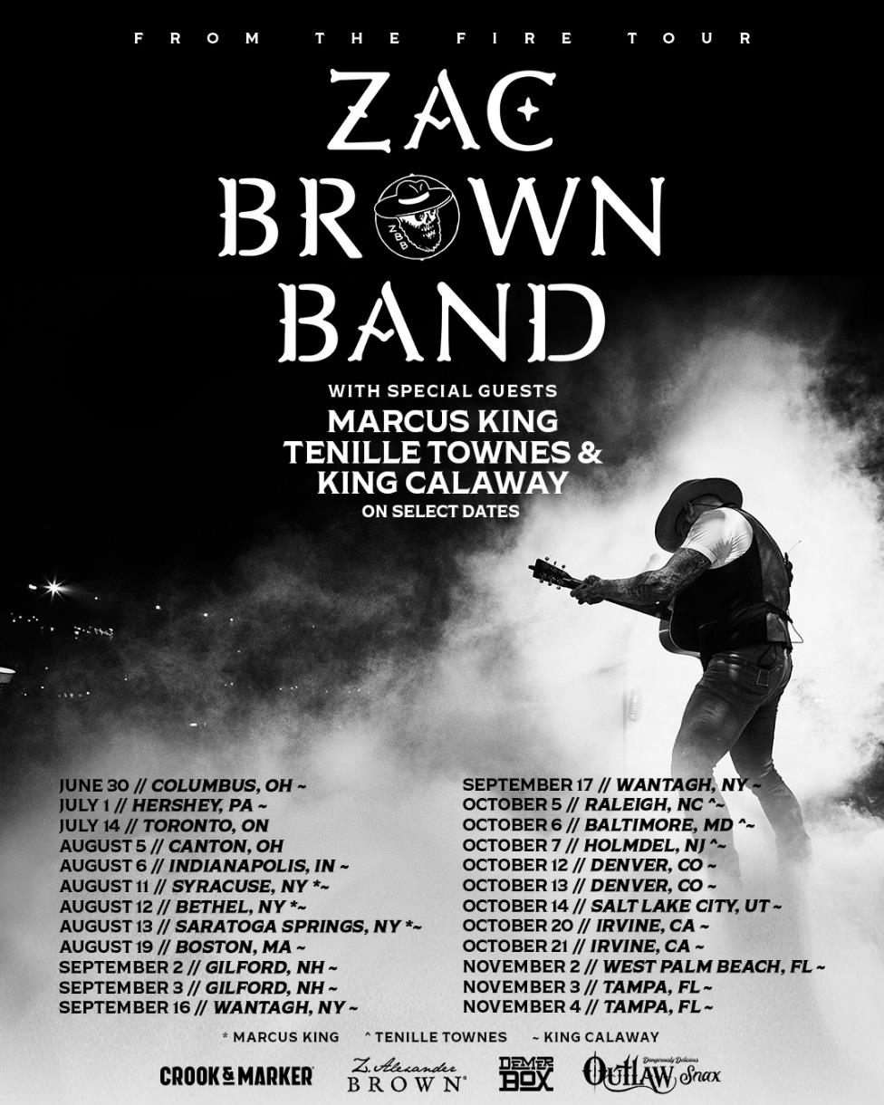 ZAC BROWN BAND ANNOUNCES 2023 “FROM THE FIRE TOUR,” MARKING THEIR 10TH NORTH AMERICAN TOUR