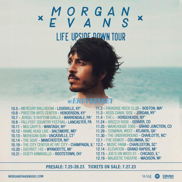 MORGAN EVANS EXTENDS LIFE UPSIDE DOWN TOUR TO THE U.S.