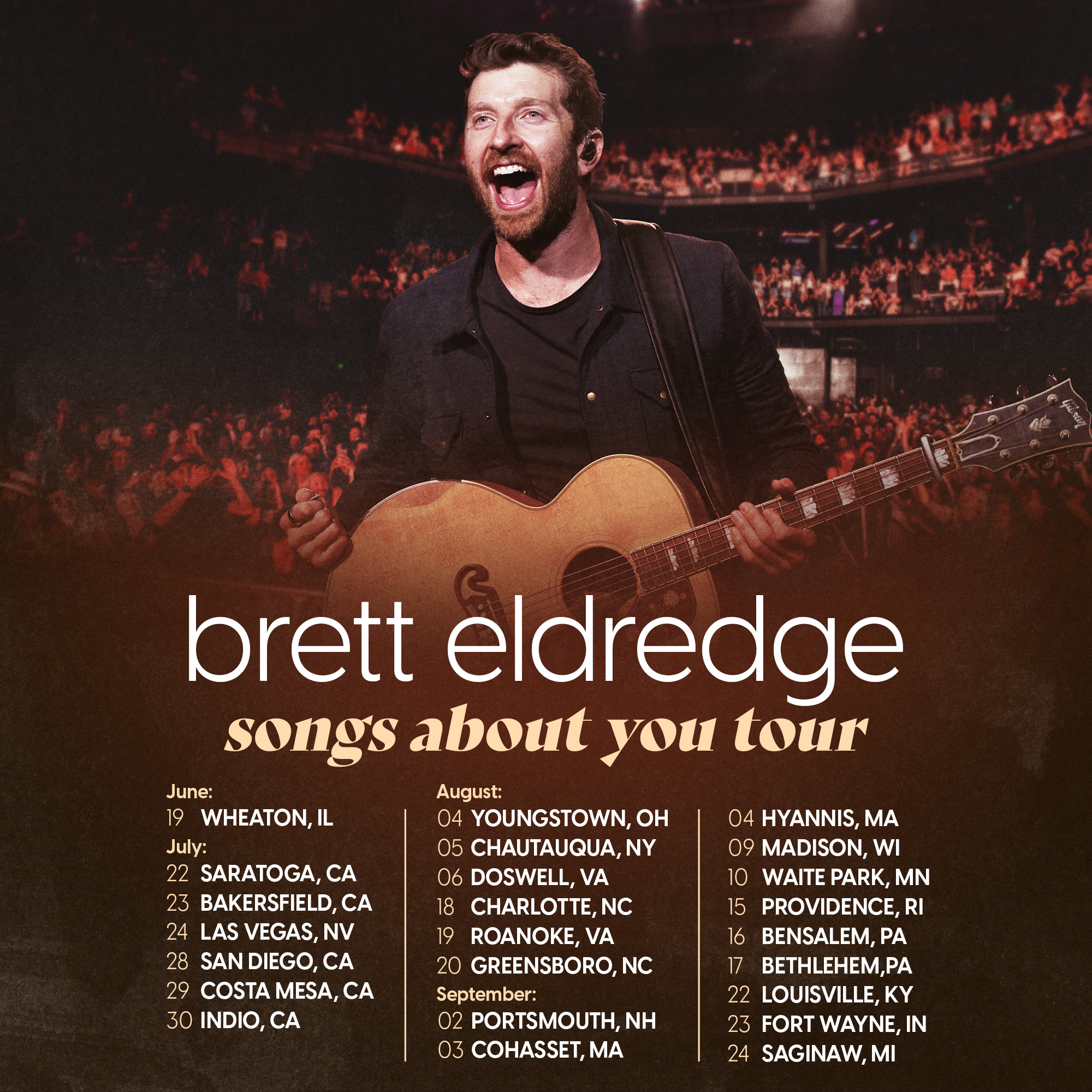 BRETT ELDREDGE ANNOUNCES HEADLINING SONGS ABOUT YOU TOUR, BUILDS ANTICIPATION WITH NEW TRACK “WAIT UP FOR ME” TODAY