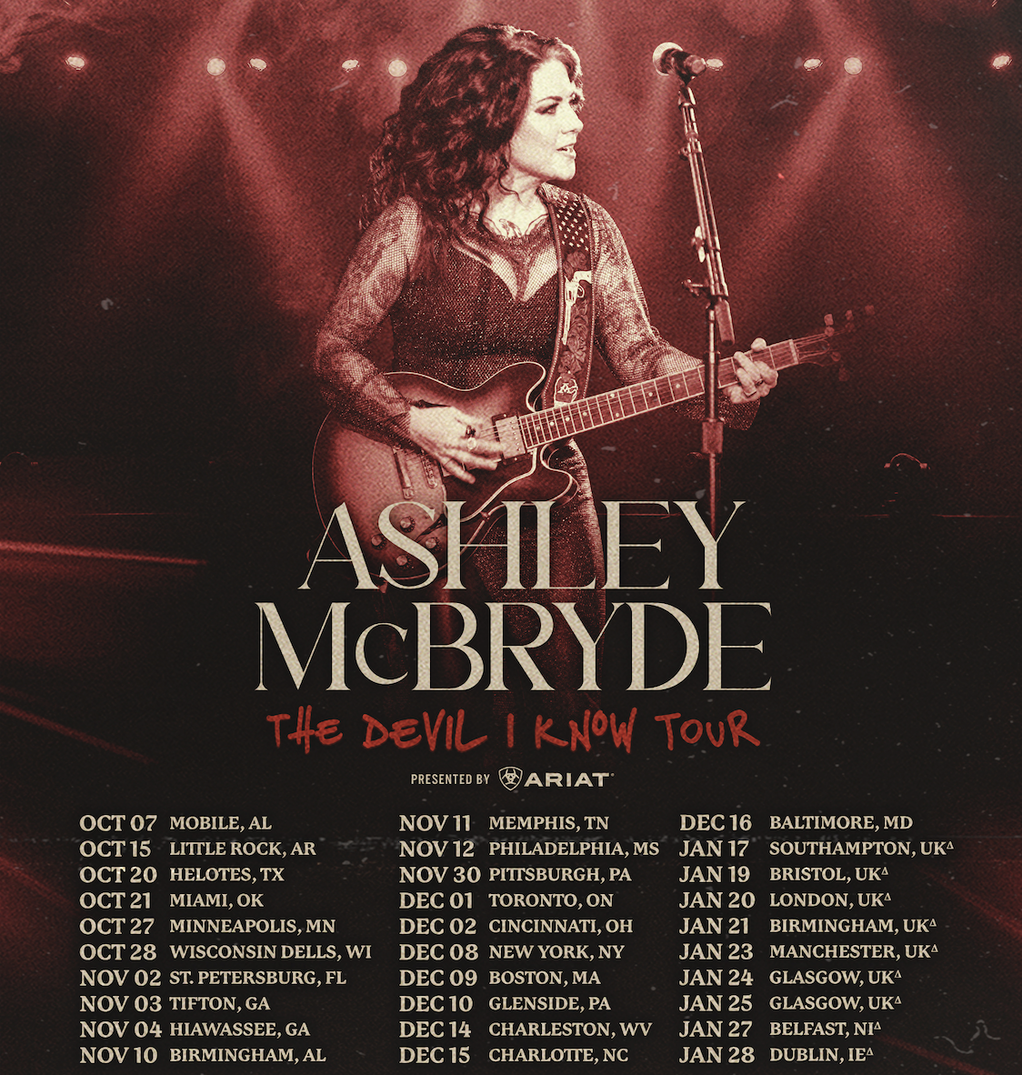 ASHLEY McBRYDE ANNOUNCES THE DEVIL I KNOW TOUR PRESENTED BY ARIAT