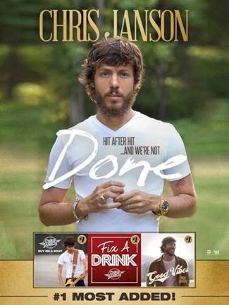 CHRIS JANSON HAS “DONE” IT AGAIN AS NEW SINGLE IS MOST-ADDED AT COUNTRY RADIO THIS WEEK