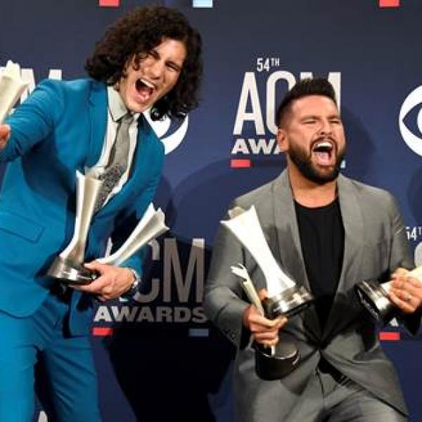 Dan + Shay celebrate multiple wins backstage at the 54th Annual ACM Awards Photo credit: Getty Images/Courtesy of the Academy of Country Music
